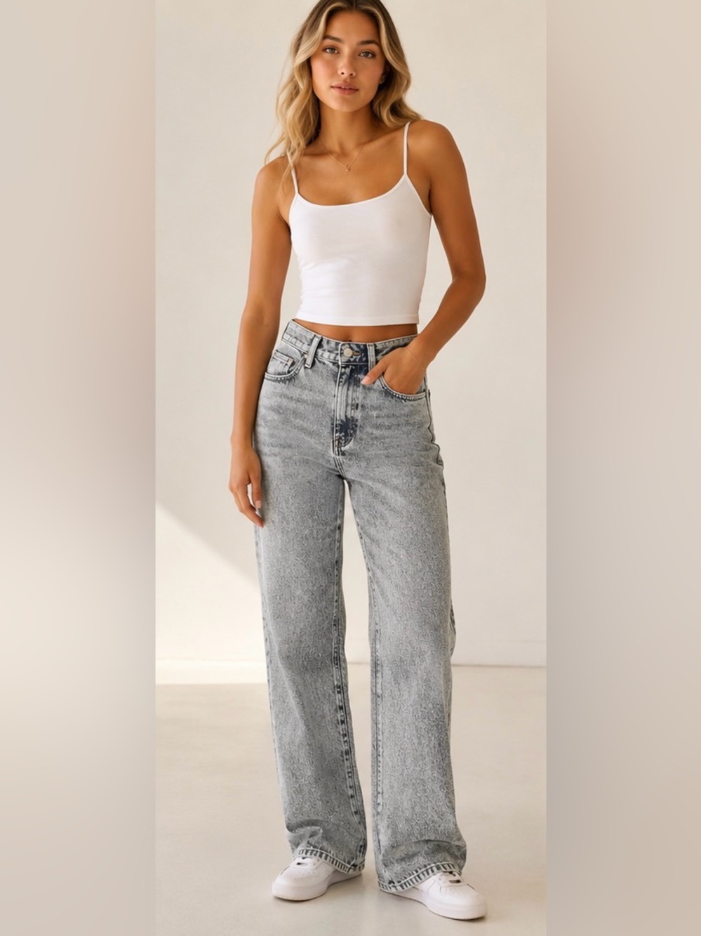 Hollister Blue Acid-Wash Straight Leg Jeans